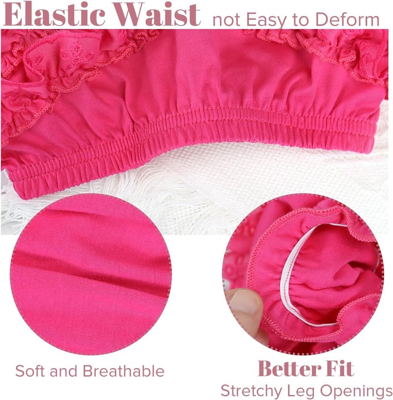 Bosweety 5 Piece Set of Ruffled Lace Bloomer Diaper Covers for Baby Girls Cotton Toddler Shorts Underwear - Image 3